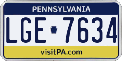 PA license plate LGE7634
