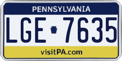 PA license plate LGE7635