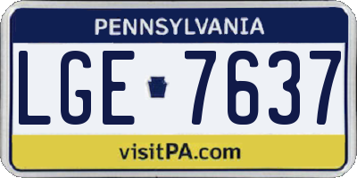 PA license plate LGE7637