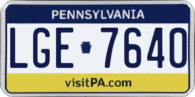 PA license plate LGE7640