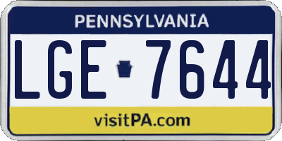 PA license plate LGE7644