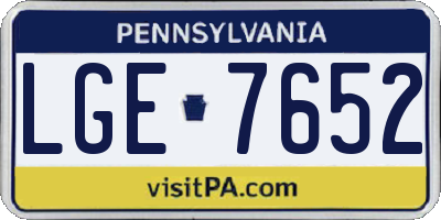 PA license plate LGE7652