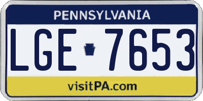 PA license plate LGE7653