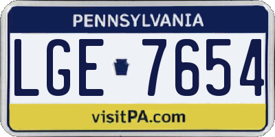 PA license plate LGE7654