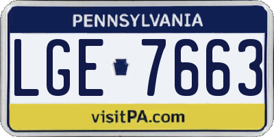 PA license plate LGE7663