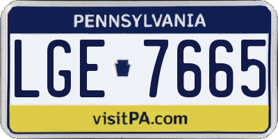 PA license plate LGE7665