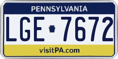 PA license plate LGE7672