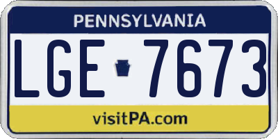 PA license plate LGE7673