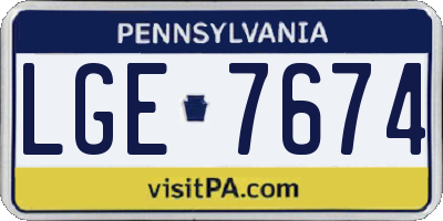 PA license plate LGE7674
