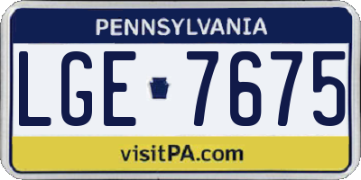 PA license plate LGE7675