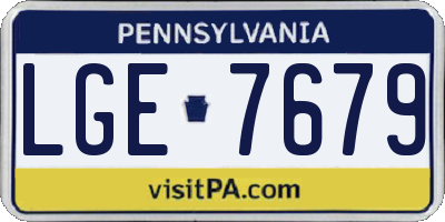 PA license plate LGE7679