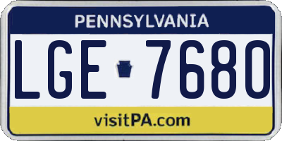 PA license plate LGE7680