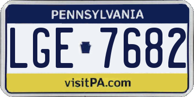 PA license plate LGE7682