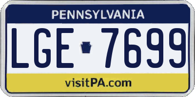 PA license plate LGE7699