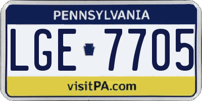PA license plate LGE7705