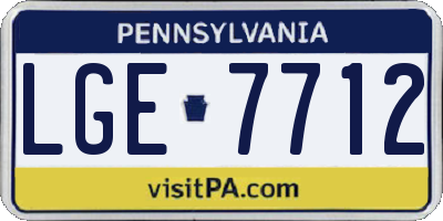 PA license plate LGE7712