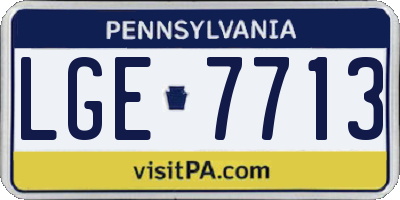 PA license plate LGE7713