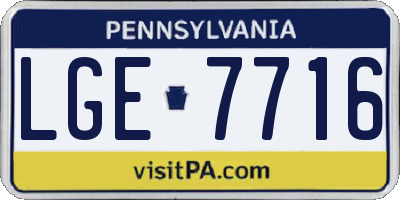 PA license plate LGE7716