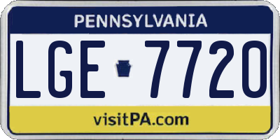 PA license plate LGE7720
