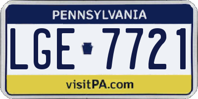 PA license plate LGE7721
