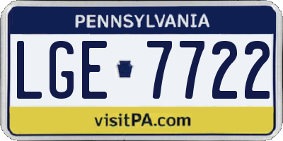 PA license plate LGE7722