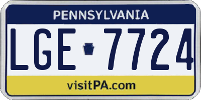PA license plate LGE7724
