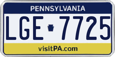 PA license plate LGE7725