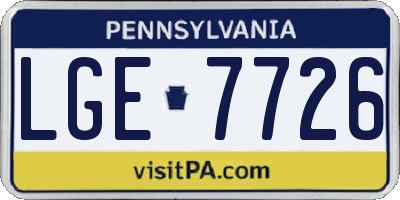 PA license plate LGE7726