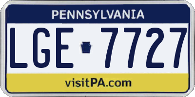 PA license plate LGE7727