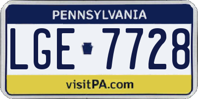 PA license plate LGE7728