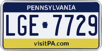 PA license plate LGE7729
