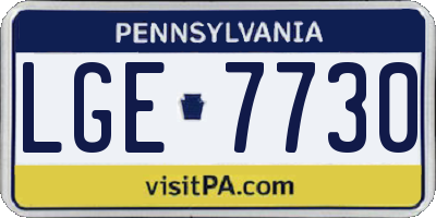 PA license plate LGE7730