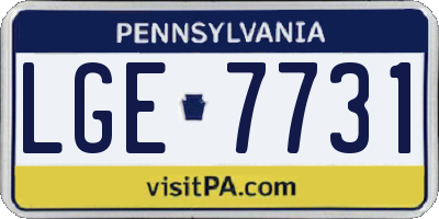 PA license plate LGE7731