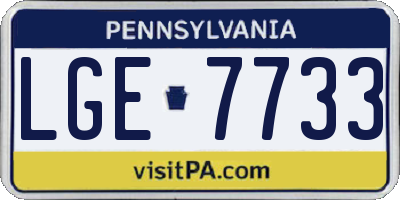 PA license plate LGE7733