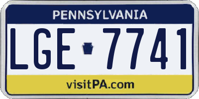 PA license plate LGE7741