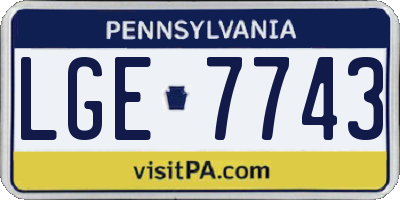PA license plate LGE7743