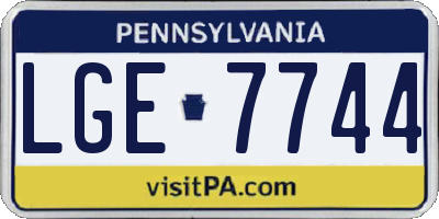 PA license plate LGE7744