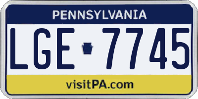 PA license plate LGE7745