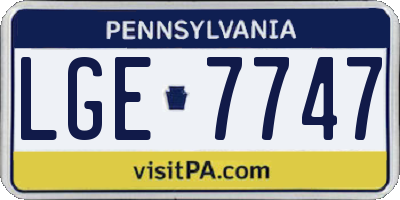 PA license plate LGE7747