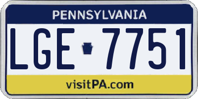 PA license plate LGE7751