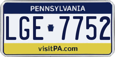 PA license plate LGE7752