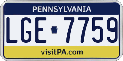 PA license plate LGE7759