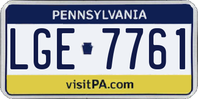PA license plate LGE7761