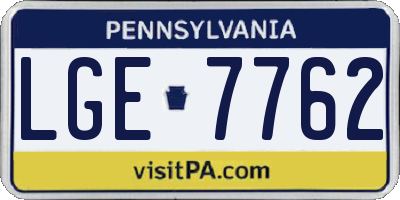 PA license plate LGE7762