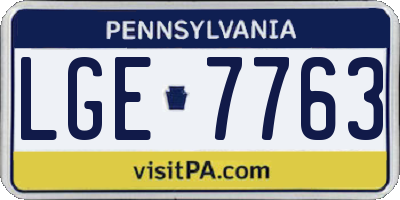 PA license plate LGE7763