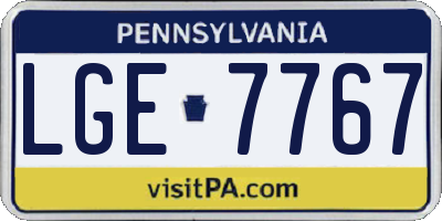 PA license plate LGE7767