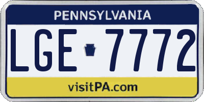 PA license plate LGE7772