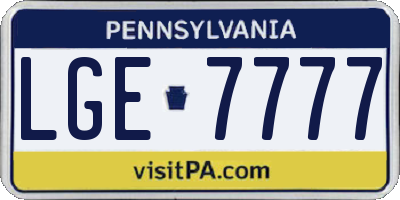 PA license plate LGE7777