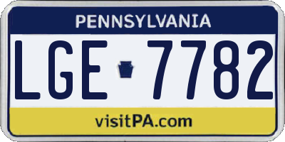 PA license plate LGE7782