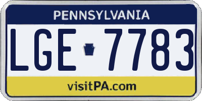 PA license plate LGE7783